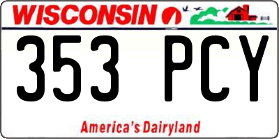WI license plate 353PCY