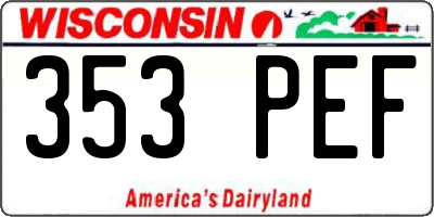 WI license plate 353PEF