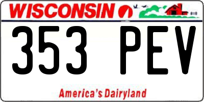 WI license plate 353PEV