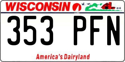 WI license plate 353PFN