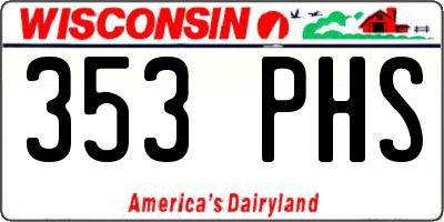 WI license plate 353PHS