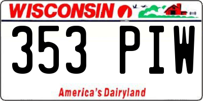 WI license plate 353PIW