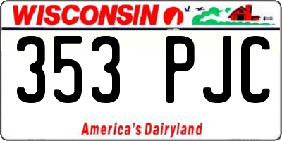 WI license plate 353PJC