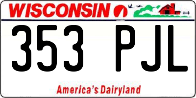 WI license plate 353PJL