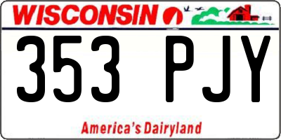 WI license plate 353PJY