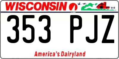 WI license plate 353PJZ