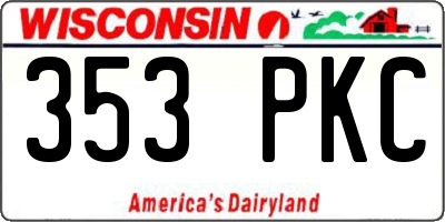 WI license plate 353PKC