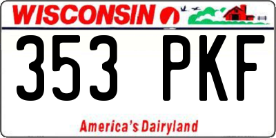 WI license plate 353PKF