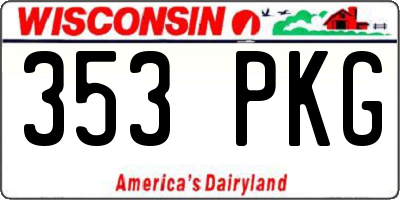 WI license plate 353PKG