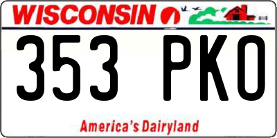 WI license plate 353PKO