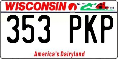WI license plate 353PKP