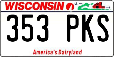 WI license plate 353PKS