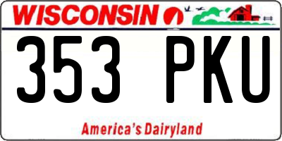 WI license plate 353PKU
