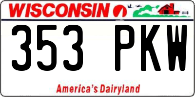WI license plate 353PKW