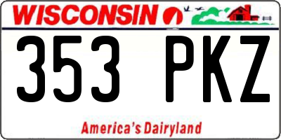 WI license plate 353PKZ