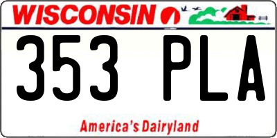 WI license plate 353PLA