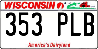 WI license plate 353PLB
