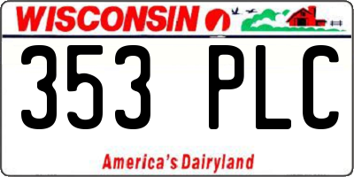 WI license plate 353PLC