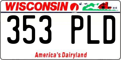 WI license plate 353PLD