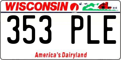 WI license plate 353PLE
