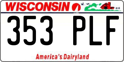WI license plate 353PLF