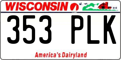 WI license plate 353PLK