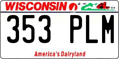 WI license plate 353PLM