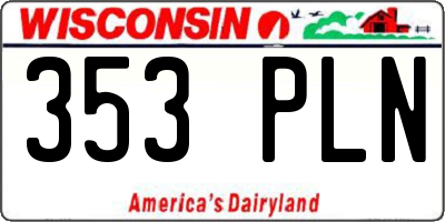 WI license plate 353PLN