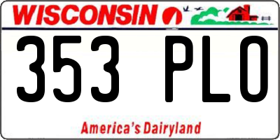 WI license plate 353PLO