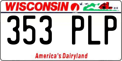 WI license plate 353PLP