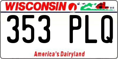 WI license plate 353PLQ