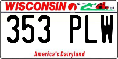 WI license plate 353PLW