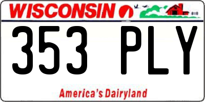 WI license plate 353PLY