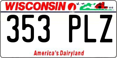 WI license plate 353PLZ