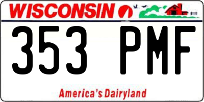 WI license plate 353PMF