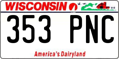 WI license plate 353PNC