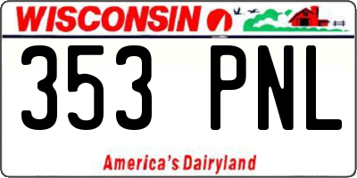 WI license plate 353PNL