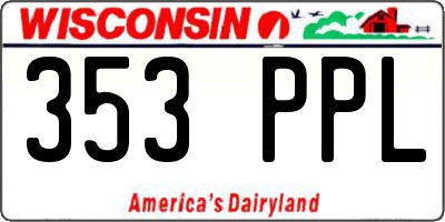 WI license plate 353PPL