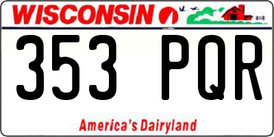 WI license plate 353PQR