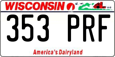 WI license plate 353PRF