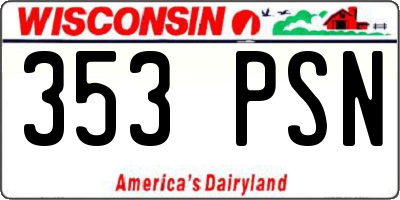 WI license plate 353PSN