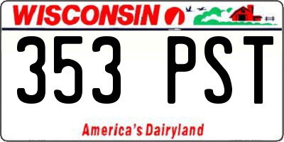 WI license plate 353PST