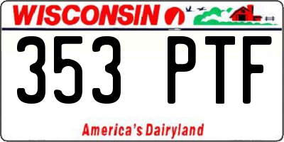 WI license plate 353PTF
