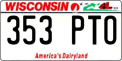 WI license plate 353PTO