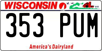 WI license plate 353PUM