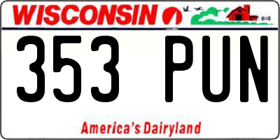 WI license plate 353PUN