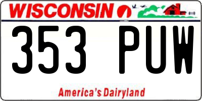WI license plate 353PUW
