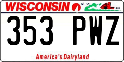 WI license plate 353PWZ