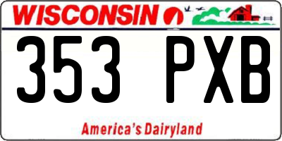 WI license plate 353PXB
