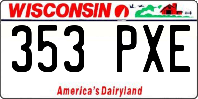 WI license plate 353PXE